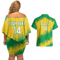Custom Brasil Rugby 2025 Couples Matching Off Shoulder Short Dress and Hawaiian Shirt Go Champions Yaras - Wonder Print Shop