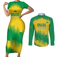 Custom Brasil Rugby 2025 Couples Matching Short Sleeve Bodycon Dress and Long Sleeve Button Shirt Go Champions Yaras - Wonder Print Shop