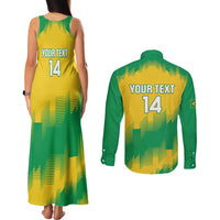 Custom Brasil Rugby 2025 Couples Matching Tank Maxi Dress and Long Sleeve Button Shirt Go Champions Yaras - Wonder Print Shop