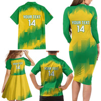 Custom Brasil Rugby 2025 Family Matching Long Sleeve Bodycon Dress and Hawaiian Shirt Go Champions Yaras - Wonder Print Shop