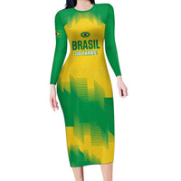 Custom Brasil Rugby 2025 Family Matching Long Sleeve Bodycon Dress and Hawaiian Shirt Go Champions Yaras - Wonder Print Shop