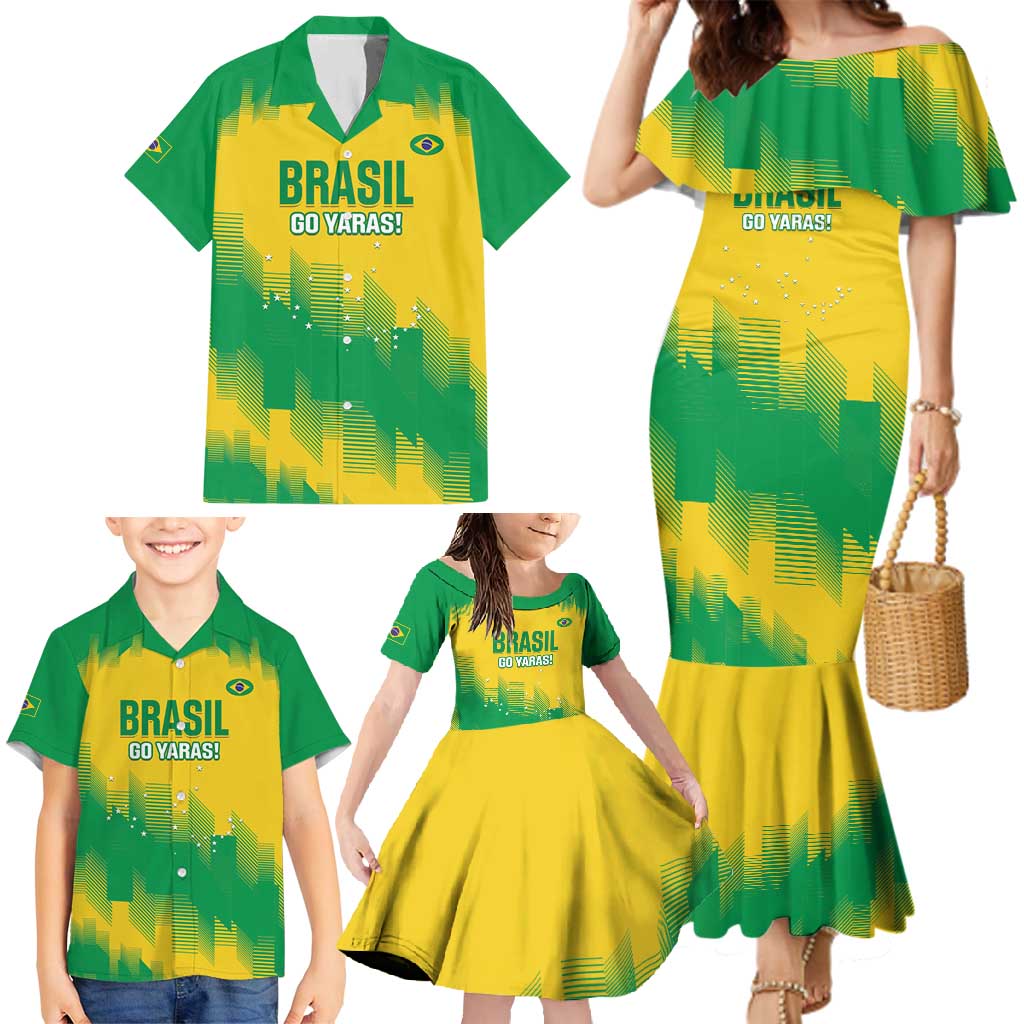 Custom Brasil Rugby 2025 Family Matching Mermaid Dress and Hawaiian Shirt Go Champions Yaras - Wonder Print Shop