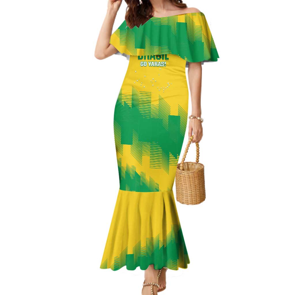 Custom Brasil Rugby 2025 Family Matching Mermaid Dress and Hawaiian Shirt Go Champions Yaras - Wonder Print Shop