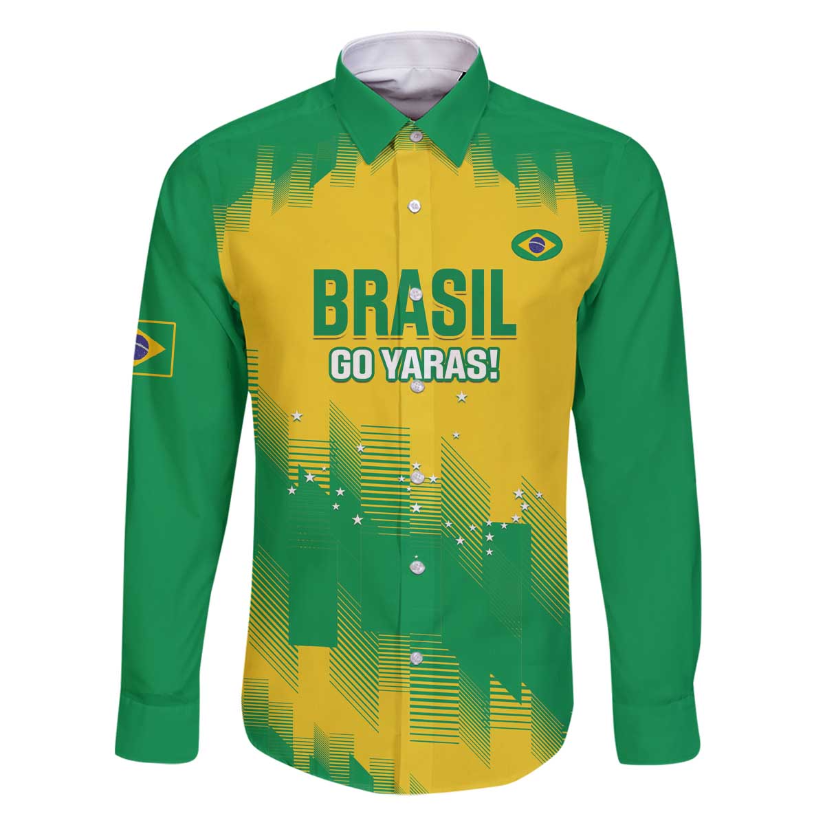 Custom Brasil Rugby 2025 Family Matching Off The Shoulder Long Sleeve Dress and Hawaiian Shirt Go Champions Yaras - Wonder Print Shop