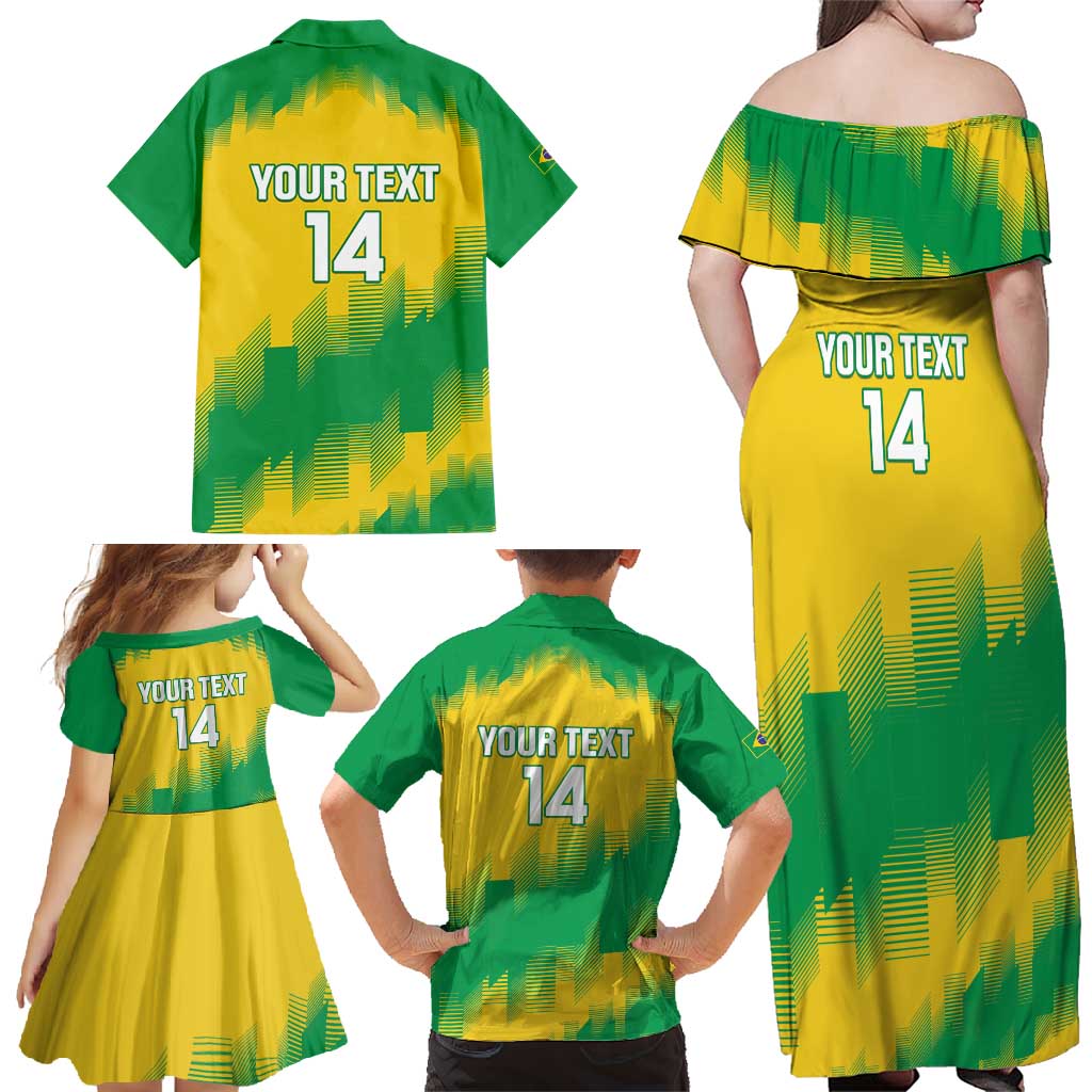 Custom Brasil Rugby 2025 Family Matching Off Shoulder Maxi Dress and Hawaiian Shirt Go Champions Yaras - Wonder Print Shop