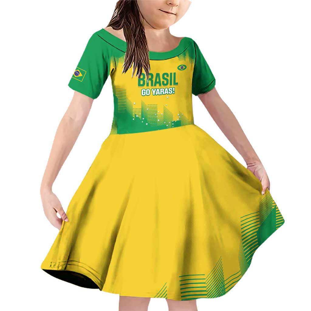 Custom Brasil Rugby 2025 Family Matching Off Shoulder Short Dress and Hawaiian Shirt Go Champions Yaras - Wonder Print Shop