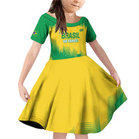 Custom Brasil Rugby 2025 Family Matching Off Shoulder Short Dress and Hawaiian Shirt Go Champions Yaras - Wonder Print Shop