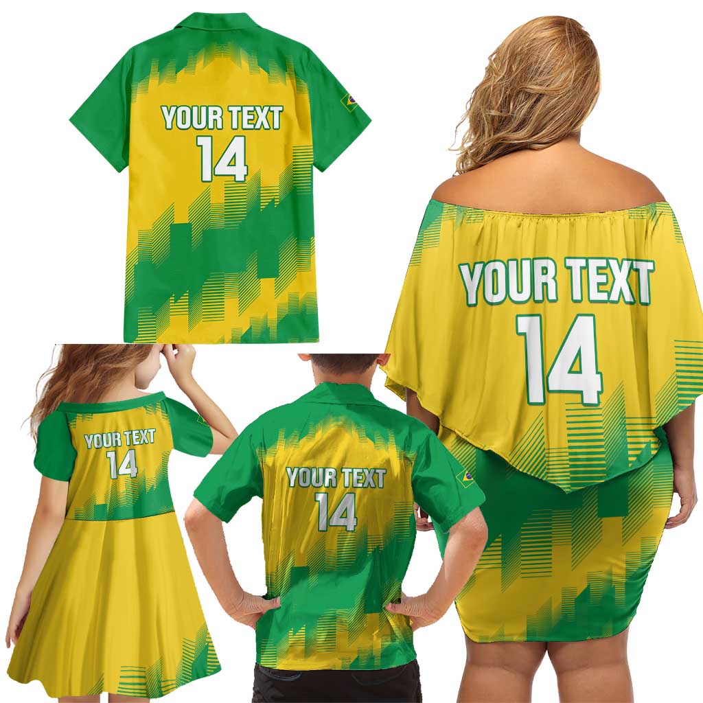 Custom Brasil Rugby 2025 Family Matching Off Shoulder Short Dress and Hawaiian Shirt Go Champions Yaras - Wonder Print Shop