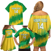 Custom Brasil Rugby 2025 Family Matching Off Shoulder Short Dress and Hawaiian Shirt Go Champions Yaras - Wonder Print Shop