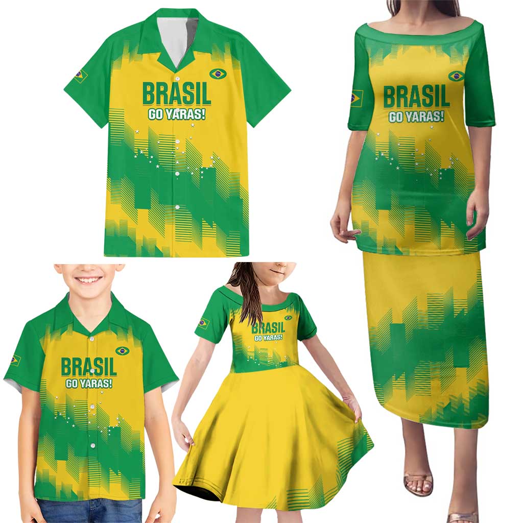 Custom Brasil Rugby 2025 Family Matching Puletasi and Hawaiian Shirt Go Champions Yaras - Wonder Print Shop