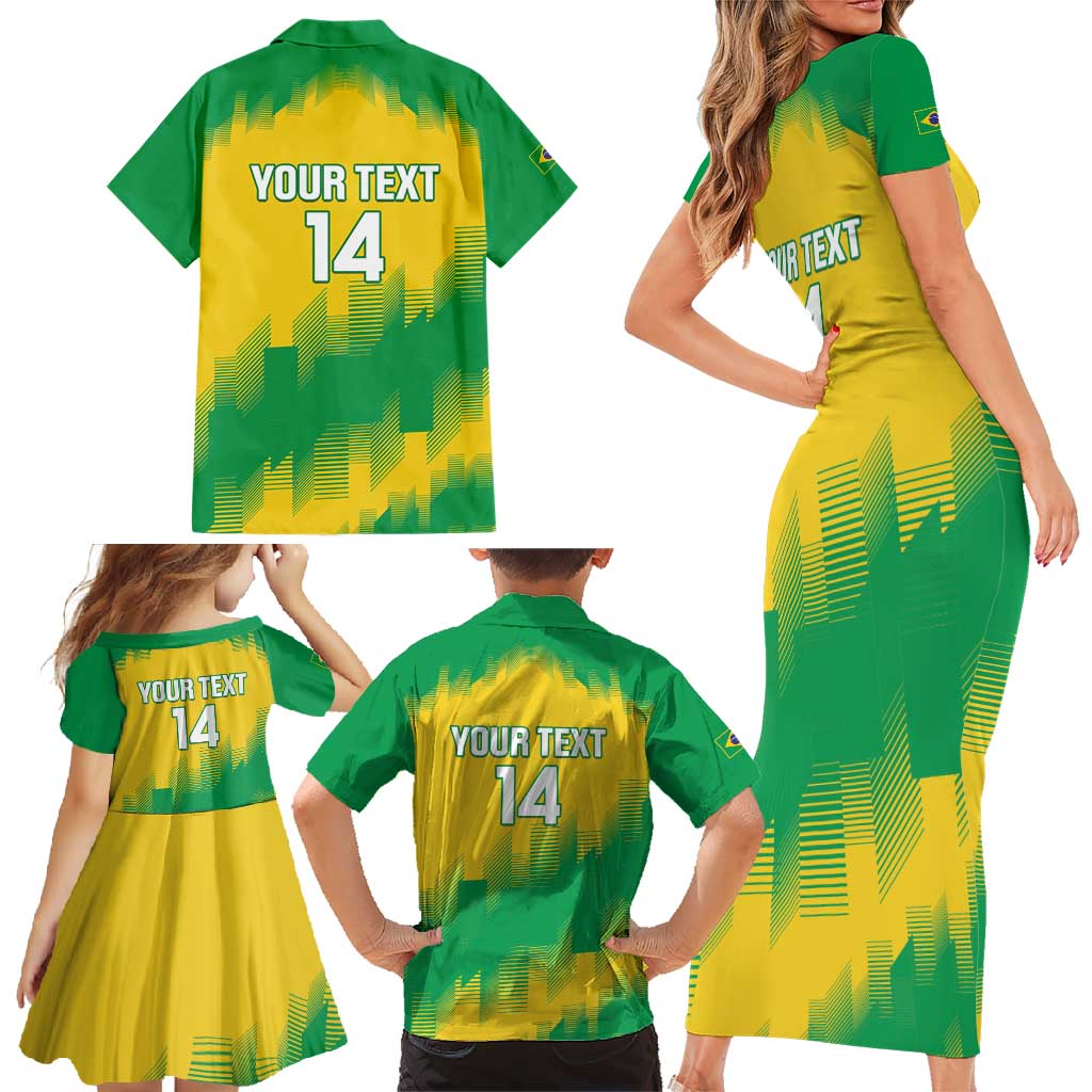 Custom Brasil Rugby 2025 Family Matching Short Sleeve Bodycon Dress and Hawaiian Shirt Go Champions Yaras - Wonder Print Shop