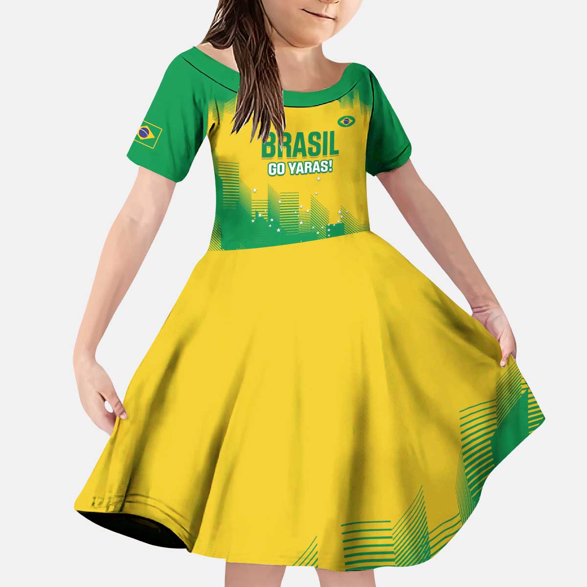 Custom Brasil Rugby 2025 Kid Short Sleeve Dress Go Champions Yaras - Wonder Print Shop