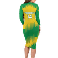 Custom Brasil Rugby 2025 Long Sleeve Bodycon Dress Go Champions Yaras - Wonder Print Shop