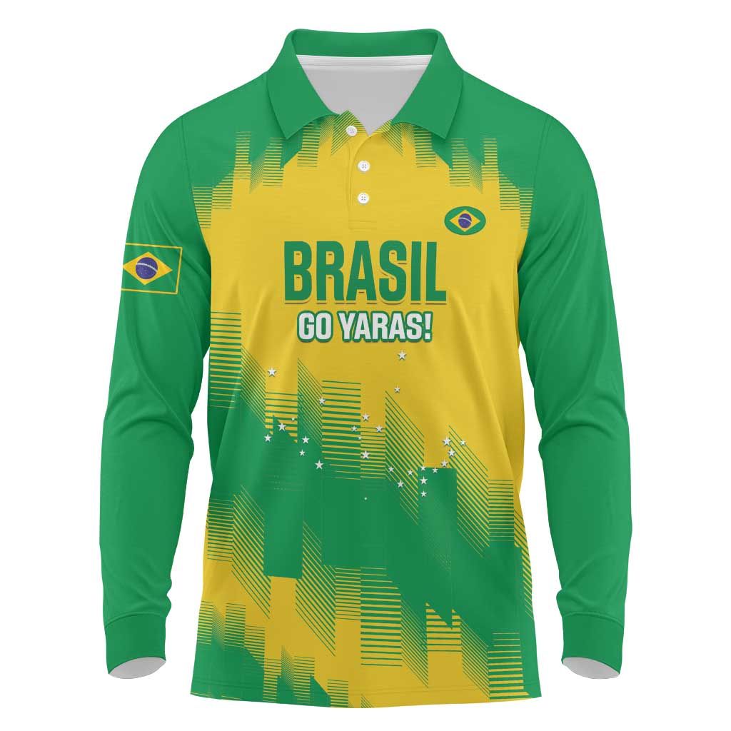 Custom Brasil Rugby 2025 Long Sleeve Polo Shirt Go Champions Yaras - Wonder Print Shop