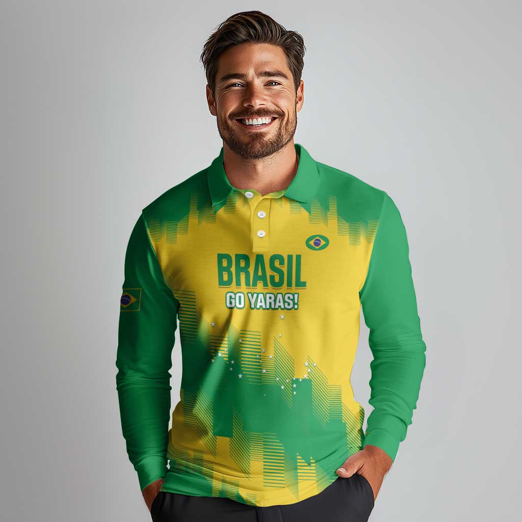 Custom Brasil Rugby 2025 Long Sleeve Polo Shirt Go Champions Yaras - Wonder Print Shop