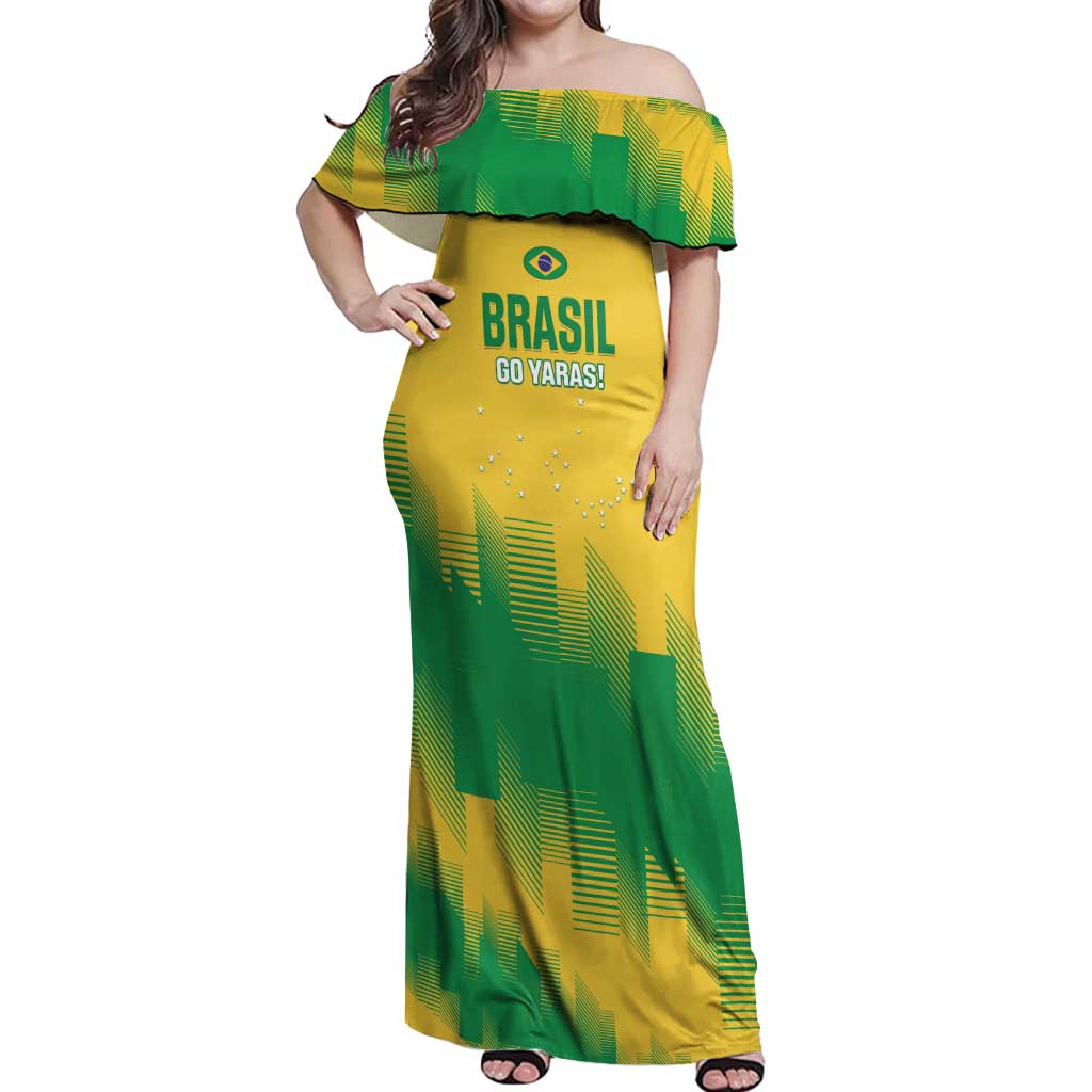 Custom Brasil Rugby 2025 Off Shoulder Maxi Dress Go Champions Yaras - Wonder Print Shop