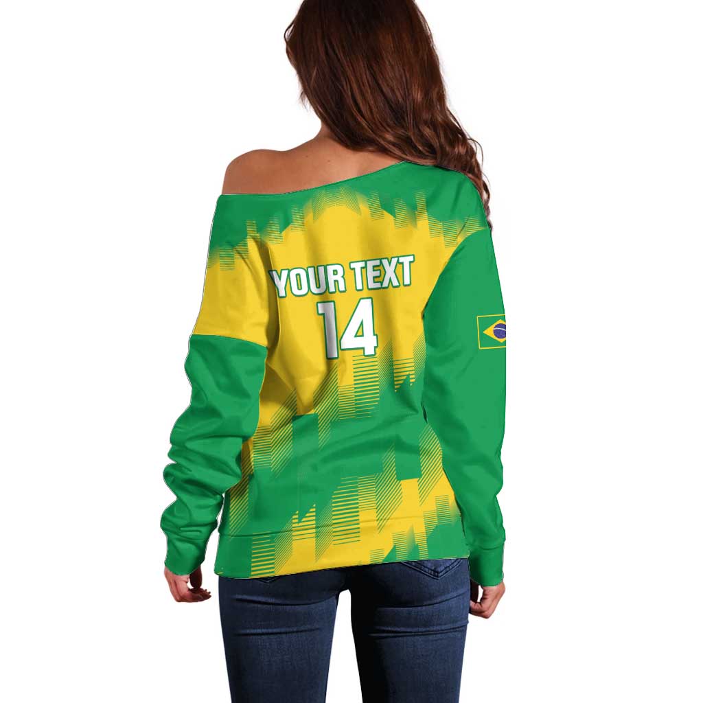 Custom Brasil Rugby 2025 Off Shoulder Sweater Go Champions Yaras - Wonder Print Shop