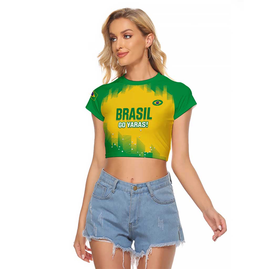 Custom Brasil Rugby 2025 Raglan Cropped T Shirt Go Champions Yaras - Wonder Print Shop