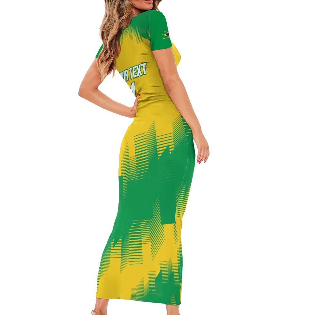 Custom Brasil Rugby 2025 Short Sleeve Bodycon Dress Go Champions Yaras - Wonder Print Shop