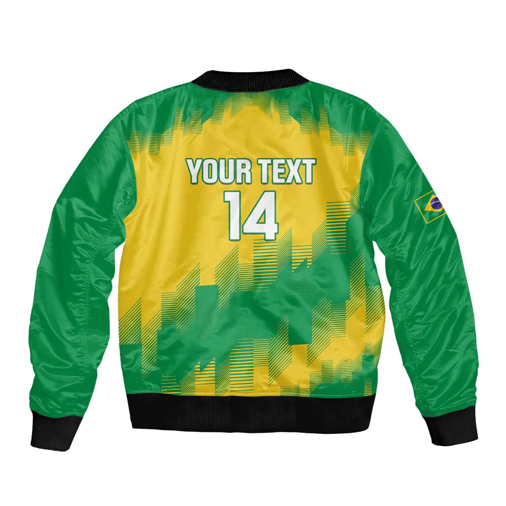 Custom Brasil Rugby 2025 Sleeve Zip Bomber Jacket Go Champions Yaras - Wonder Print Shop