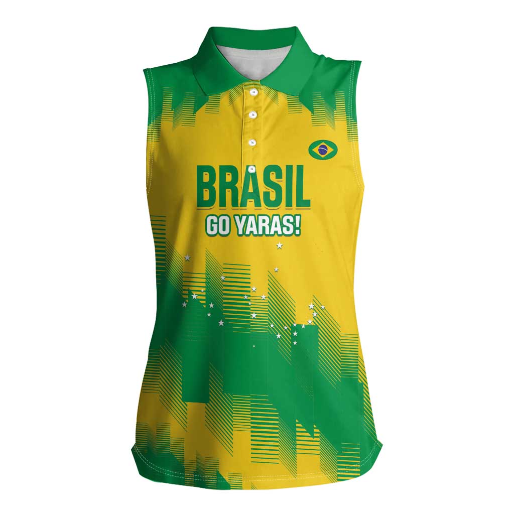 Custom Brasil Rugby 2025 Women Sleeveless Polo Shirt Go Champions Yaras - Wonder Print Shop