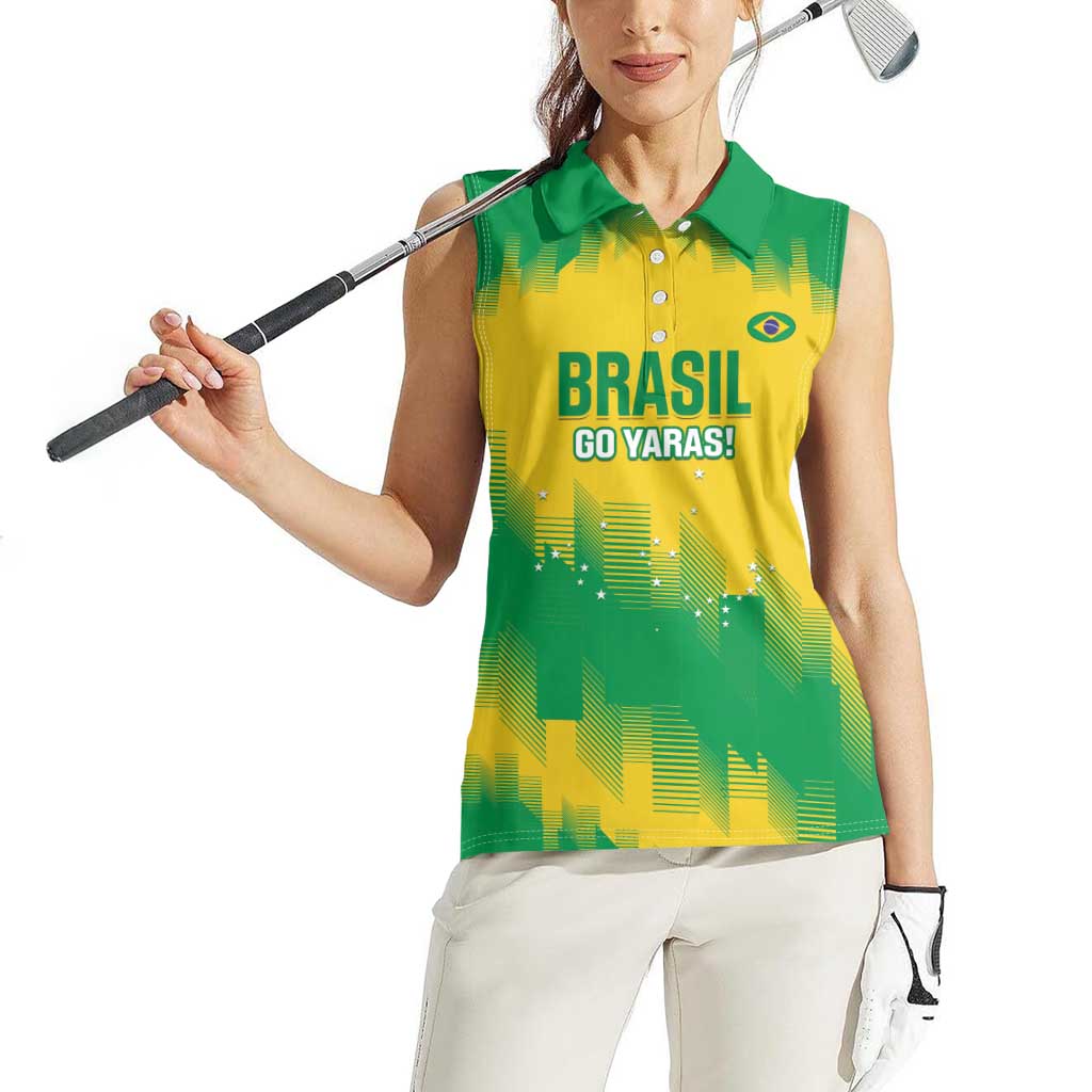 Custom Brasil Rugby 2025 Women Sleeveless Polo Shirt Go Champions Yaras - Wonder Print Shop