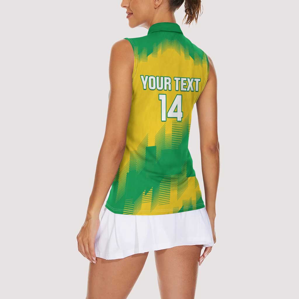 Custom Brasil Rugby 2025 Women Sleeveless Polo Shirt Go Champions Yaras - Wonder Print Shop