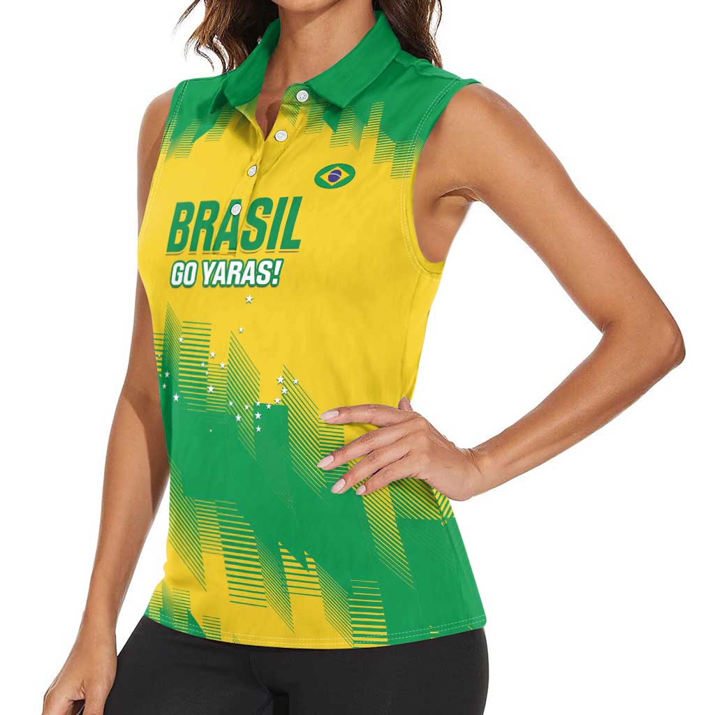 Custom Brasil Rugby 2025 Women Sleeveless Polo Shirt Go Champions Yaras - Wonder Print Shop