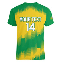 Custom Brasil Rugby 2025 Women V-Neck T-Shirt Go Champions Yaras - Wonder Print Shop