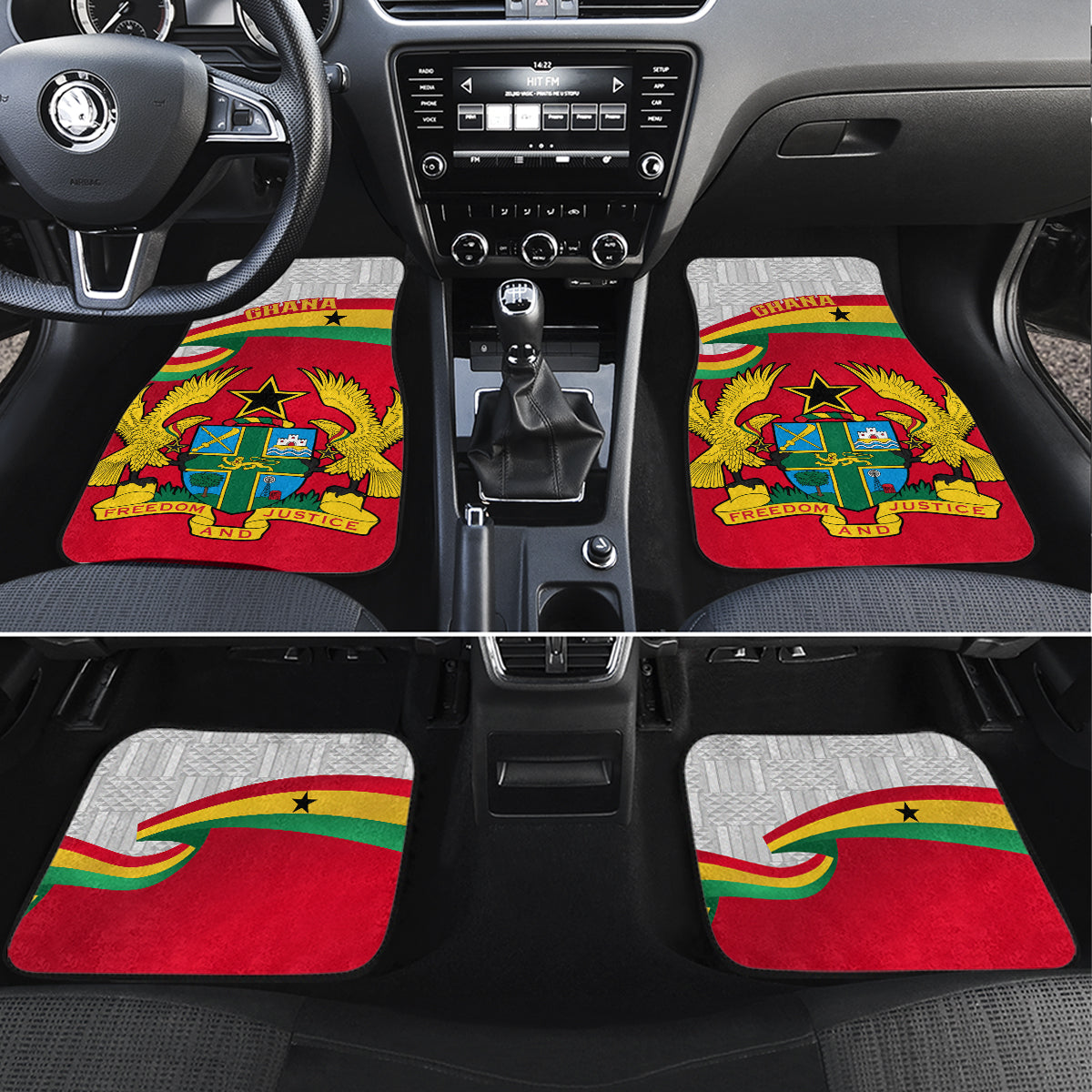 Ghana Independence Day Car Mats Gana Map Happy 67 Years Anniversary - Wonder Print Shop