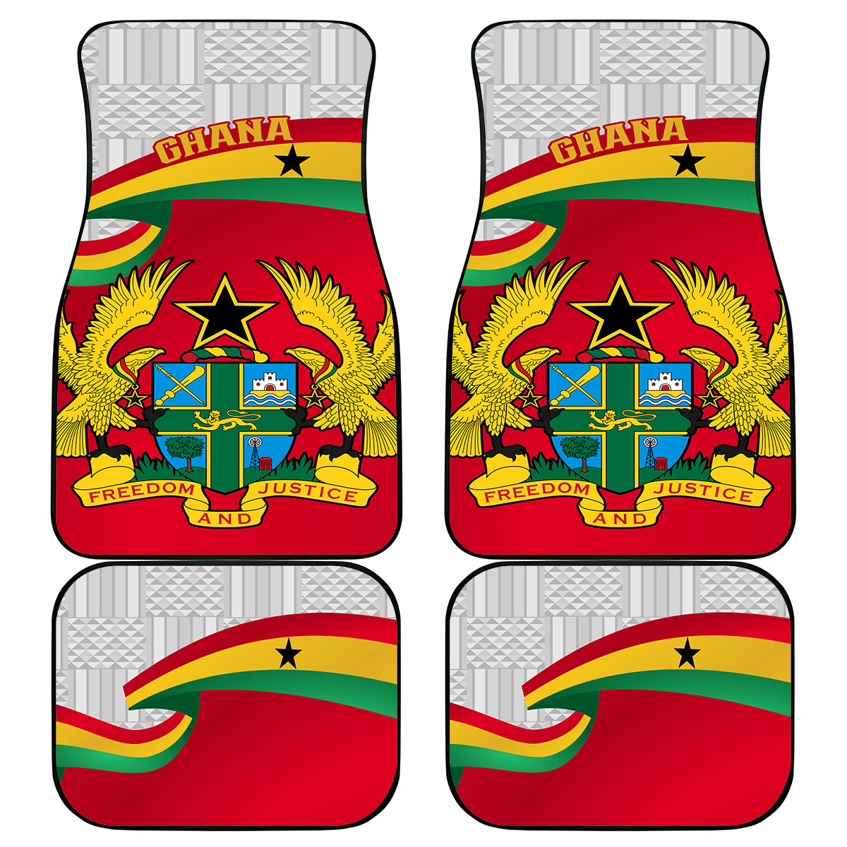 Ghana Independence Day Car Mats Gana Map Happy 67 Years Anniversary - Wonder Print Shop