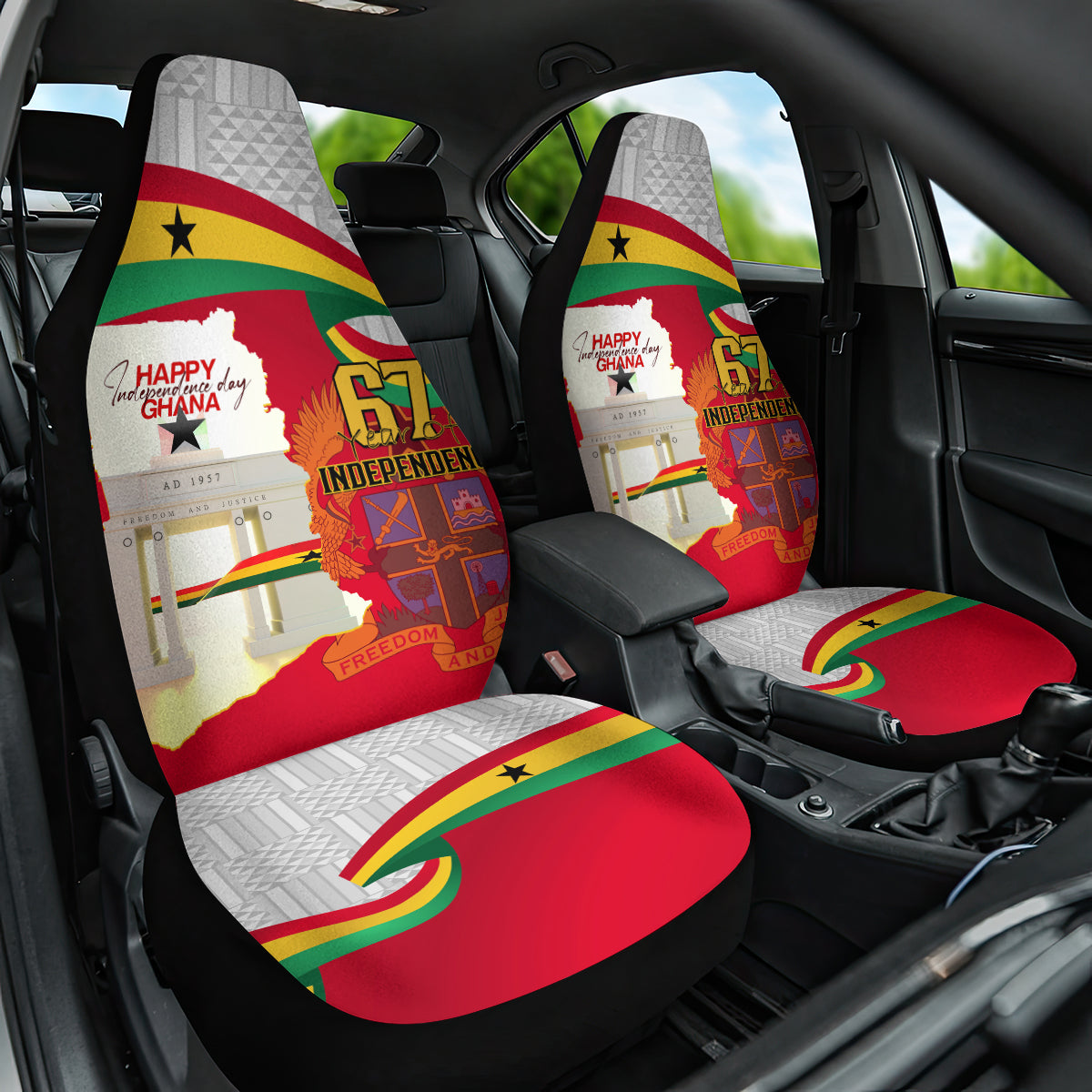 Ghana Independence Day Car Seat Cover Gana Map Happy 67 Years Anniversary - Wonder Print Shop