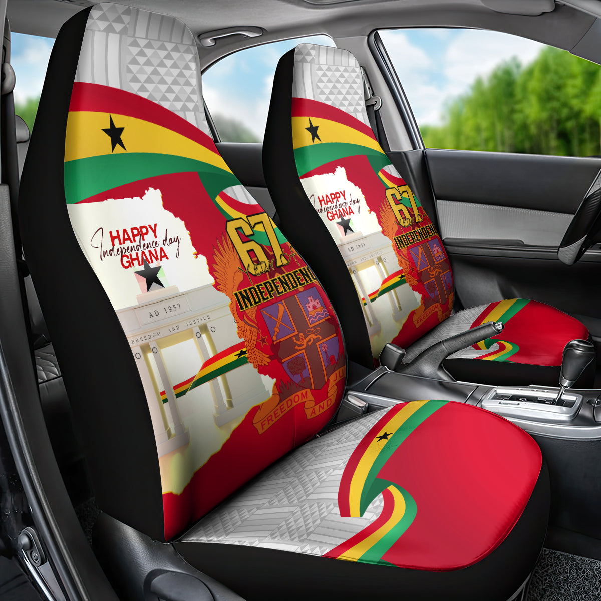 Ghana Independence Day Car Seat Cover Gana Map Happy 67 Years Anniversary - Wonder Print Shop
