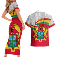 Ghana Independence Day Couples Matching Short Sleeve Bodycon Dress and Hawaiian Shirt Gana Map Happy 67 Years Anniversary - Wonder Print Shop