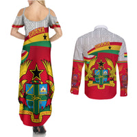 Ghana Independence Day Couples Matching Summer Maxi Dress and Long Sleeve Button Shirt Gana Map Happy 67 Years Anniversary - Wonder Print Shop