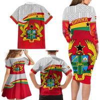 Ghana Independence Day Family Matching Long Sleeve Bodycon Dress and Hawaiian Shirt Gana Map Happy 67 Years Anniversary - Wonder Print Shop