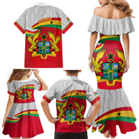 Ghana Independence Day Family Matching Mermaid Dress and Hawaiian Shirt Gana Map Happy 67 Years Anniversary - Wonder Print Shop