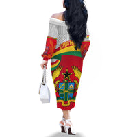 Ghana Independence Day Family Matching Off Shoulder Long Sleeve Dress and Hawaiian Shirt Gana Map Happy 67 Years Anniversary - Wonder Print Shop