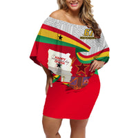 Ghana Independence Day Family Matching Off Shoulder Short Dress and Hawaiian Shirt Gana Map Happy 67 Years Anniversary - Wonder Print Shop