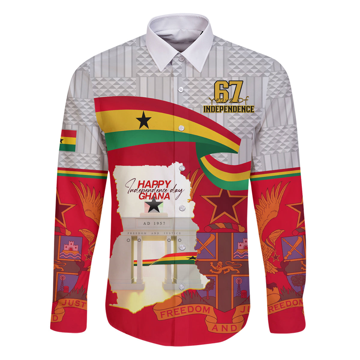 Ghana Independence Day Family Matching Puletasi and Hawaiian Shirt Gana Map Happy 67 Years Anniversary - Wonder Print Shop