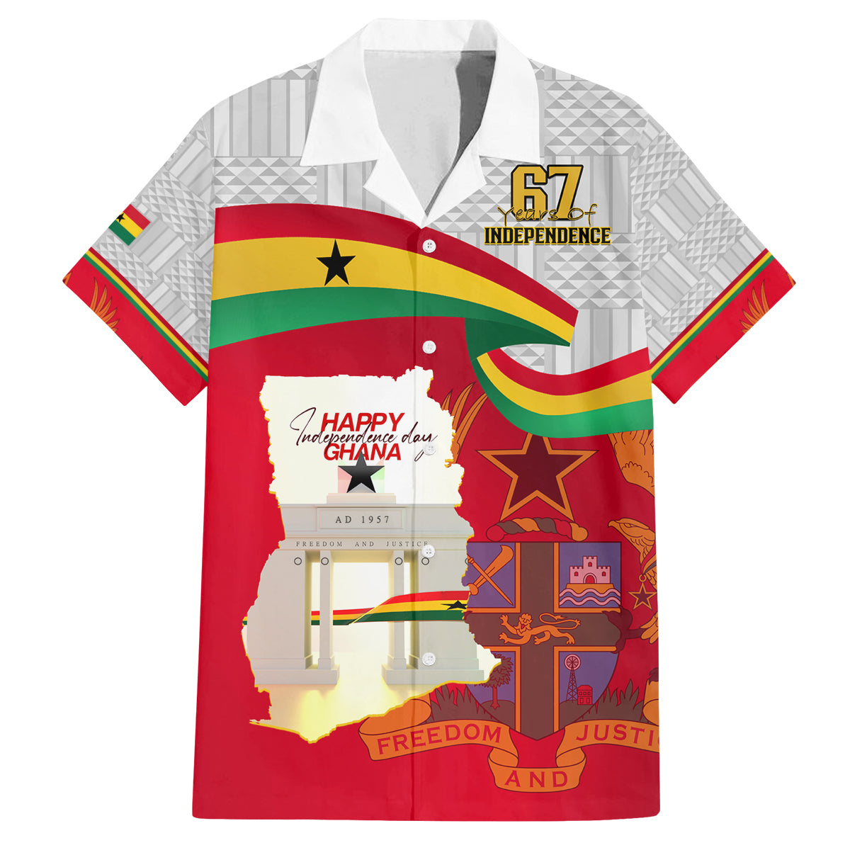 Ghana Independence Day Family Matching Tank Maxi Dress and Hawaiian Shirt Gana Map Happy 67 Years Anniversary - Wonder Print Shop