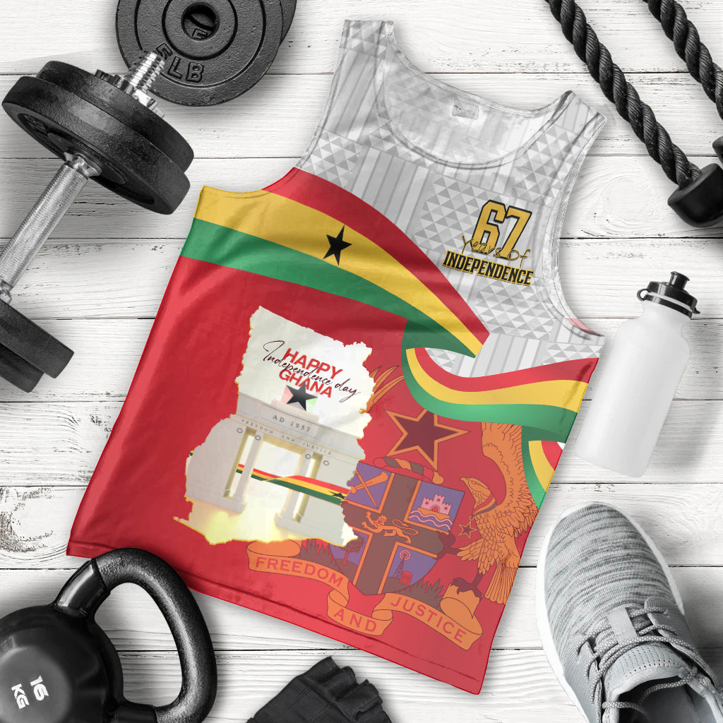 Ghana Independence Day Men Tank Top Gana Map Happy 67 Years Anniversary - Wonder Print Shop