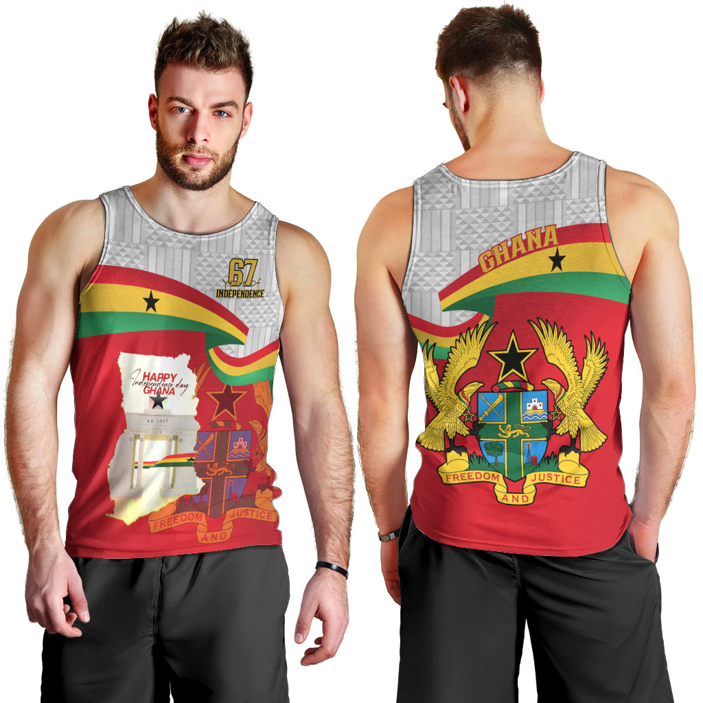 Ghana Independence Day Men Tank Top Gana Map Happy 67 Years Anniversary - Wonder Print Shop