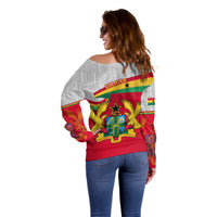 Ghana Independence Day Off Shoulder Sweater Gana Map Happy 67 Years Anniversary - Wonder Print Shop