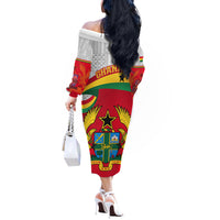 Ghana Independence Day Off The Shoulder Long Sleeve Dress Gana Map Happy 67 Years Anniversary - Wonder Print Shop