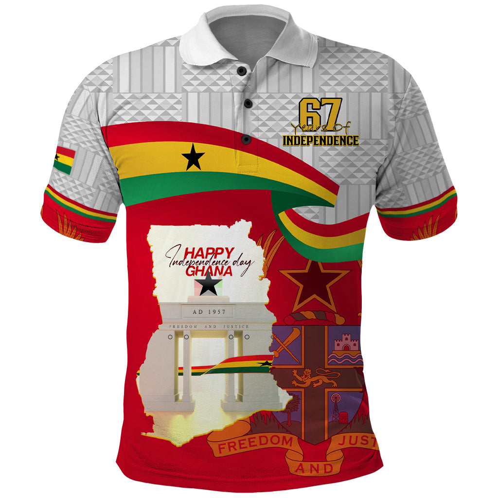 Ghana Independence Day Polo Shirt Gana Map Happy 67 Years Anniversary