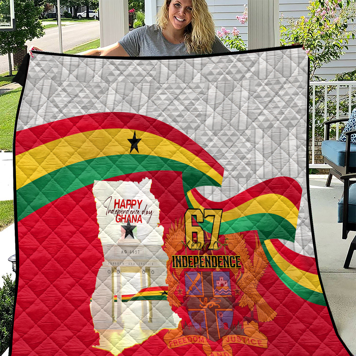 Ghana Independence Day Quilt Gana Map Happy 67 Years Anniversary - Wonder Print Shop