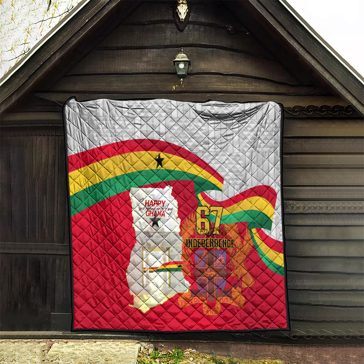 Ghana Independence Day Quilt Gana Map Happy 67 Years Anniversary - Wonder Print Shop