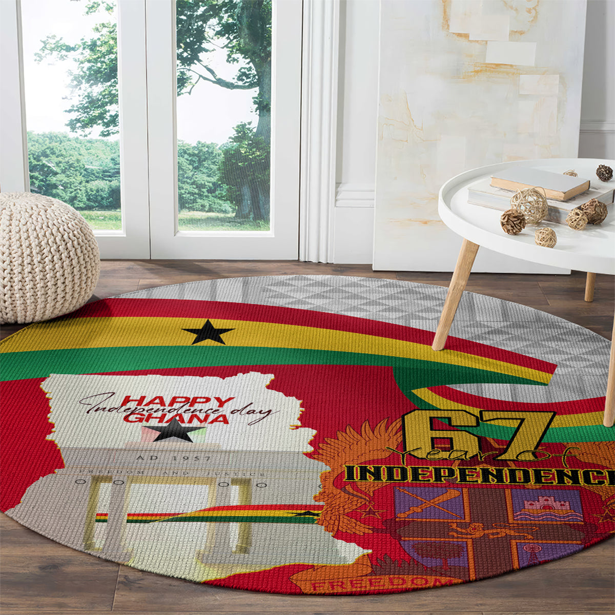 Ghana Independence Day Round Carpet Gana Map Happy 67 Years Anniversary