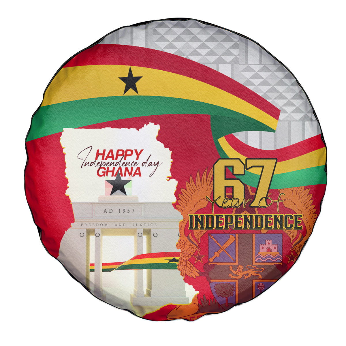 Ghana Independence Day Spare Tire Cover Gana Map Happy 67 Years Anniversary - Wonder Print Shop